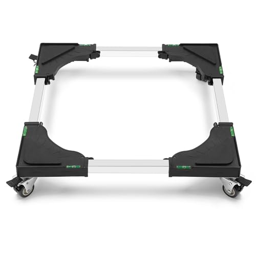 Nefish Furniture Dolly Adjustable Mini Fridge Stand Washing Machine Stand Mobile Roller with 4 Locking Swivel Wheels Universal Mobile Base Moving Cart for Dryer Refrigerator - Image 1