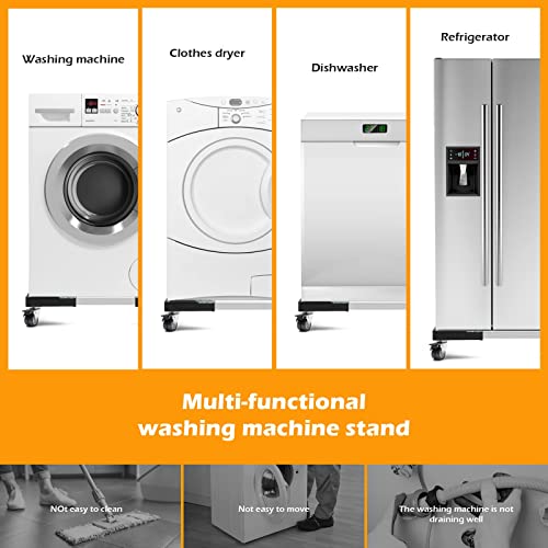 Nefish Furniture Dolly Adjustable Mini Fridge Stand Washing Machine Stand Mobile Roller with 4 Locking Swivel Wheels Universal Mobile Base Moving Cart for Dryer Refrigerator - Image 3
