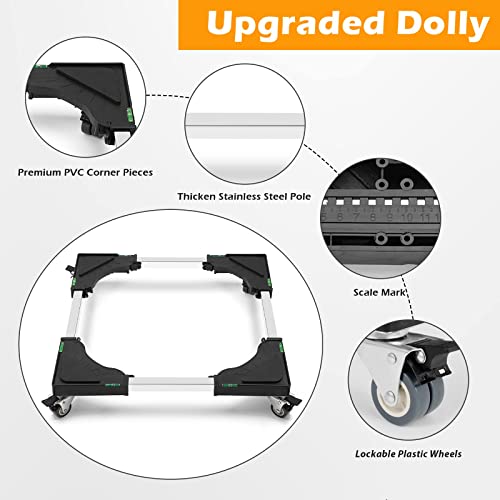 Nefish Furniture Dolly Adjustable Mini Fridge Stand Washing Machine Stand Mobile Roller with 4 Locking Swivel Wheels Universal Mobile Base Moving Cart for Dryer Refrigerator - Image 5