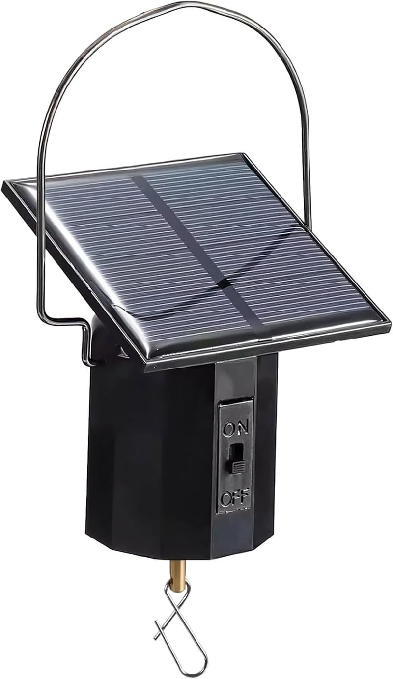 Solar Powered Revolving Wind Spinner Motor, Decorative Motor for Wind Chimes, Hanging Garden Spinners, 6.4 X 1.8 in, Large Load Capacity, One-Button Switch, Black - Image 1