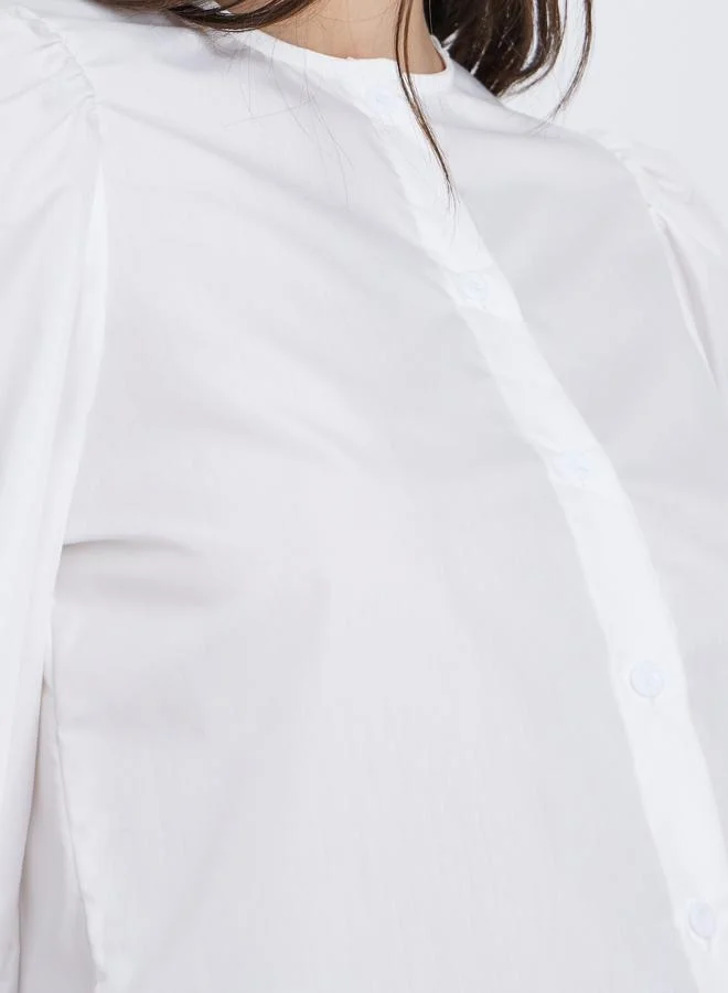 ستايلي بلوزة سادة بأكمام بالون