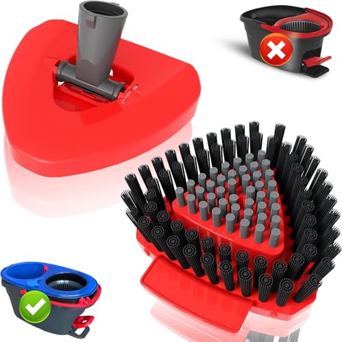 Bublador Spin Mop Scrub Brush Replacement Head and Base Compatible with O-Cedar RinseClean 2 Tank System, Floor Scrubber Brush Triangle Hard Bristle Cleaning Brush for Bathroom Kitchen Pool, Garage, Patio - Image 1