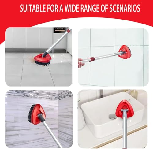 Bublador Spin Mop Scrub Brush Replacement Head and Base Compatible with O-Cedar RinseClean 2 Tank System, Floor Scrubber Brush Triangle Hard Bristle Cleaning Brush for Bathroom Kitchen Pool, Garage, Patio - Image 5