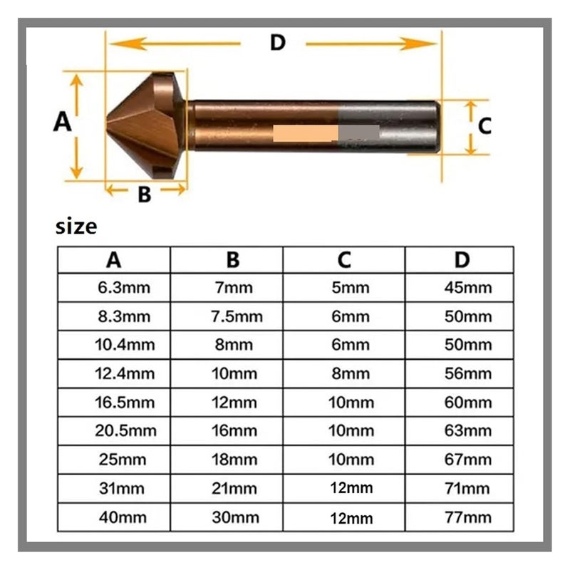 90 Degree 3 Flute Chamfer Cutter M35 Cobalt Deburring Tool For Stainless Steel Size 31mm - Image 3