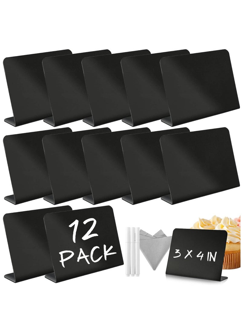 Mini Chalkboard Signs with 3 Marker Pens and 1 Gray Cleaning Cloth Small Black Chalk Board Signs Erasable Rectangle Chalkboard for School Message Board Sign Wedding Birthday PartyPackage Cont - Image 1