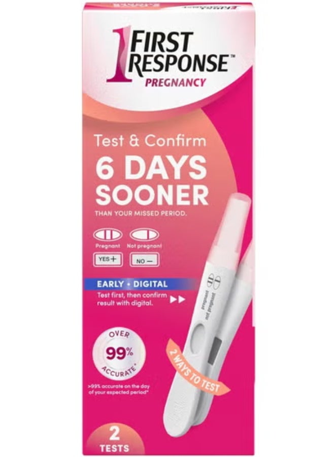 First Response Test & Confirm Pregnancy Test, unisex adult 1 Line Test and 1 Digital Test Pack - Image 1