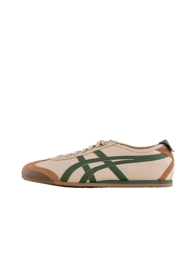 TIGER Onitsuka Tiger Mexico 66 Leather Sneakers in Beige, Green, and Brown Size36