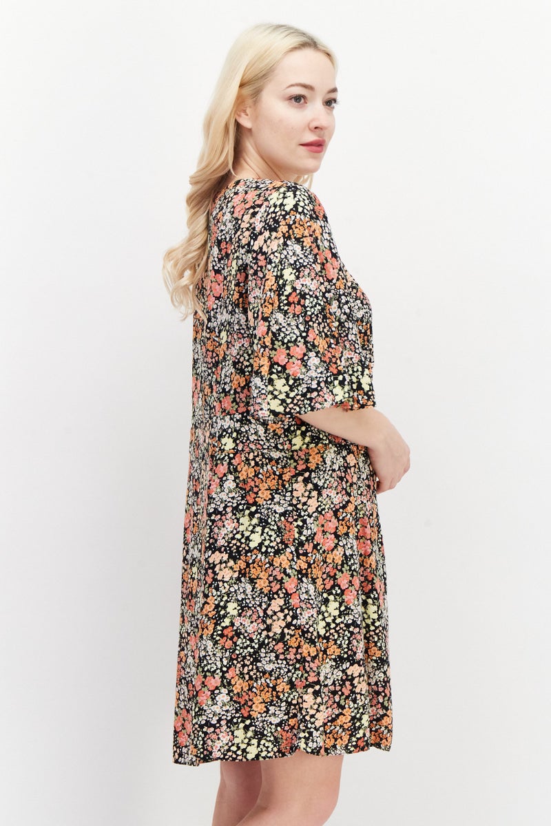 Miss Selfridge Women Floral Printed  Mini Party Dress, Black Combo - Image 3