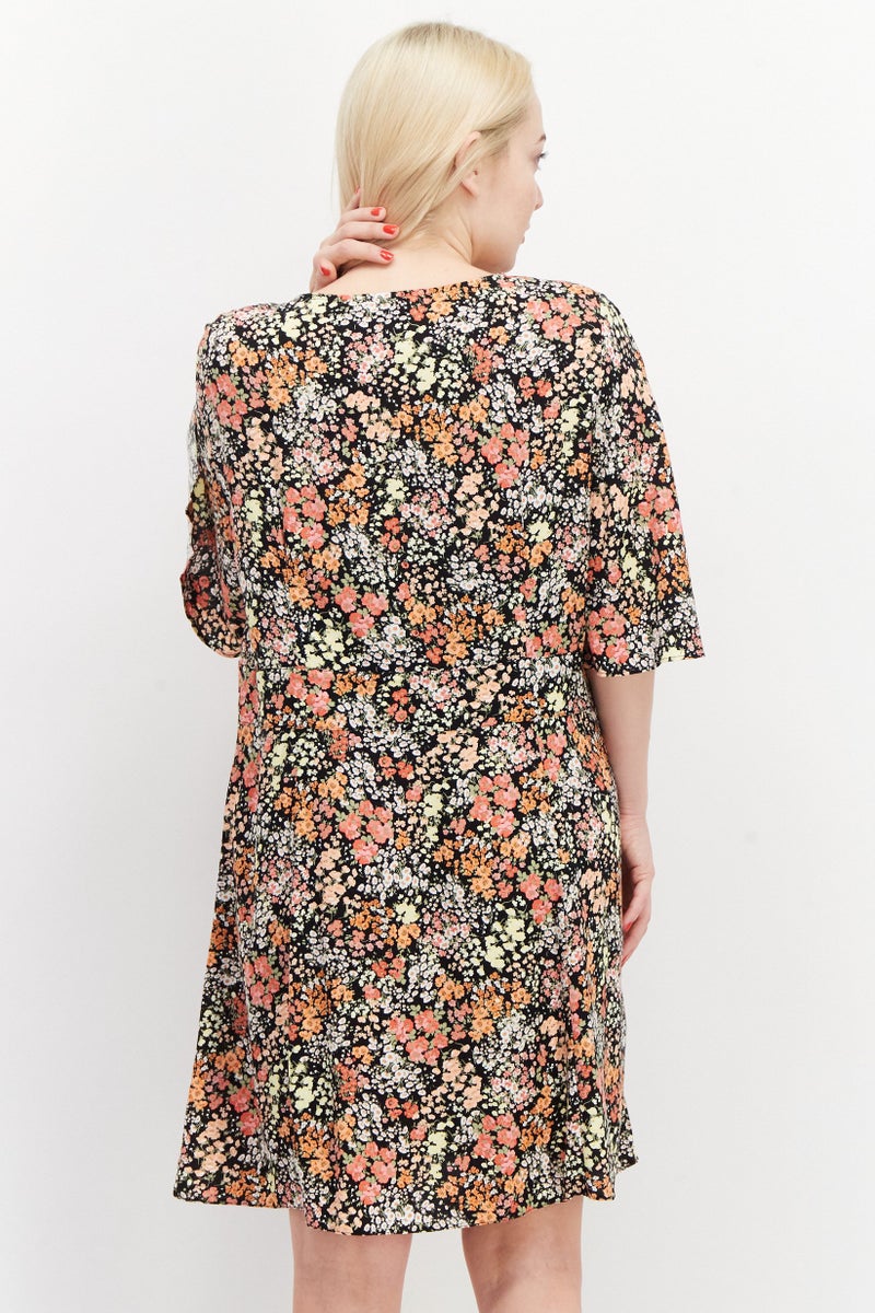 Miss Selfridge Women Floral Printed  Mini Party Dress, Black Combo - Image 2