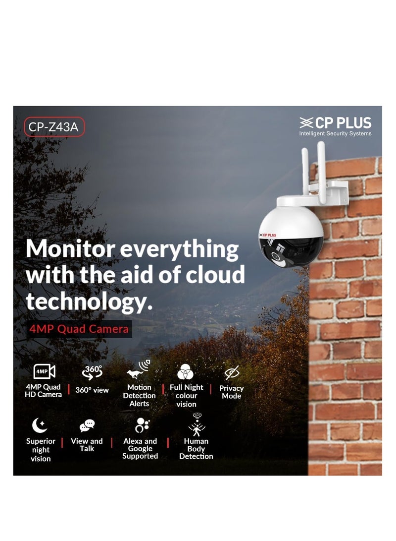 CP PLUS 4MP Wi-fi Full Color Outdoor Smart Security Camera , Alexa & OK Google | CP-Z43A - Image 2