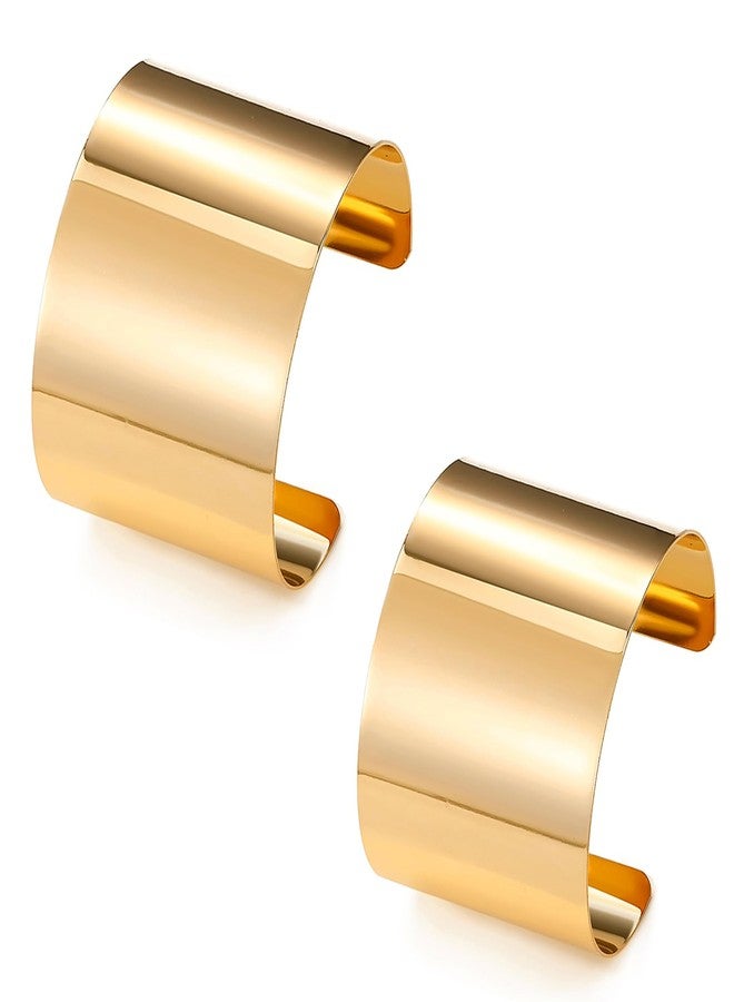 EIELO 2 Pcs Golden Cuff Bangle Bracelet for Women Open Wrist Cuff Wrap Bracelet - Image 1