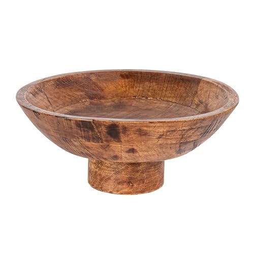 Bloomingville Mango Wood Footed Bowl, Walnut Finish - Image 1