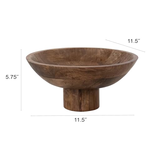 Bloomingville Mango Wood Footed Bowl, Walnut Finish - Image 2