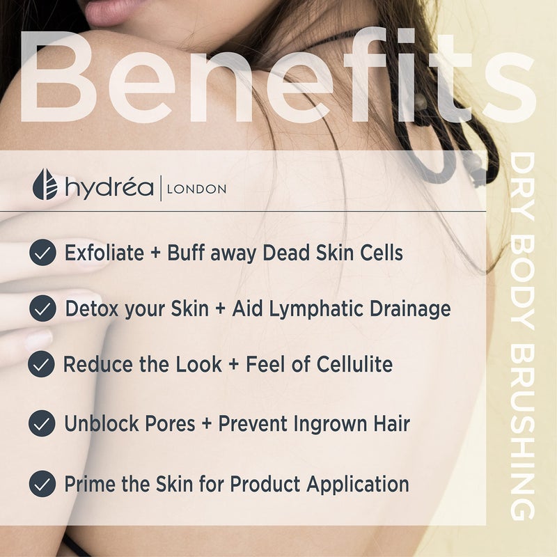 Hydrea London Dry Brushing Body Brush with Cactus Bristle - Cellulite Remover, Vegan Best Dry Brush for Flawless Skin, Helps Improve Lymphatic Drainage - FSCÂ® Certified Beechwood. - Image 4