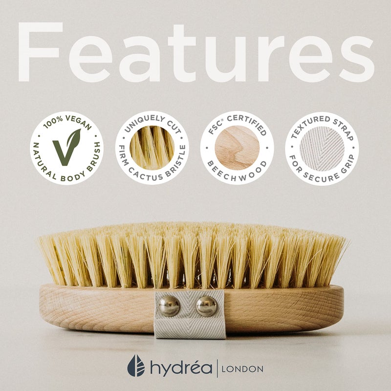 Hydrea London Dry Brushing Body Brush with Cactus Bristle - Cellulite Remover, Vegan Best Dry Brush for Flawless Skin, Helps Improve Lymphatic Drainage - FSCÂ® Certified Beechwood. - Image 5
