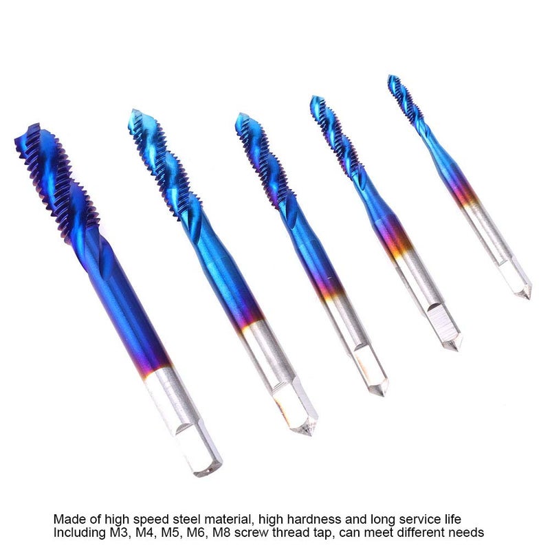 5Pcs High Speed Steel S Thread Tap Set - e Coated Spiral Drill Bits for Tool, S Tapper for Metal & Woodworking Projects, & High Performance - Image 2