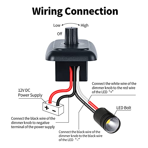 briidea 12V Dimmer Switch, Briidea RV 12V 5A 60W Dimmer Switch for LED, Halogen, Incandescent, Used for RVs, Travel Trailers, Marine, Auto, Black - Image 3