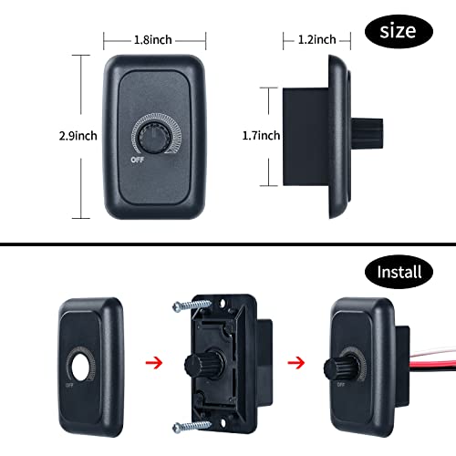 briidea 12V Dimmer Switch, Briidea RV 12V 5A 60W Dimmer Switch for LED, Halogen, Incandescent, Used for RVs, Travel Trailers, Marine, Auto, Black - Image 5