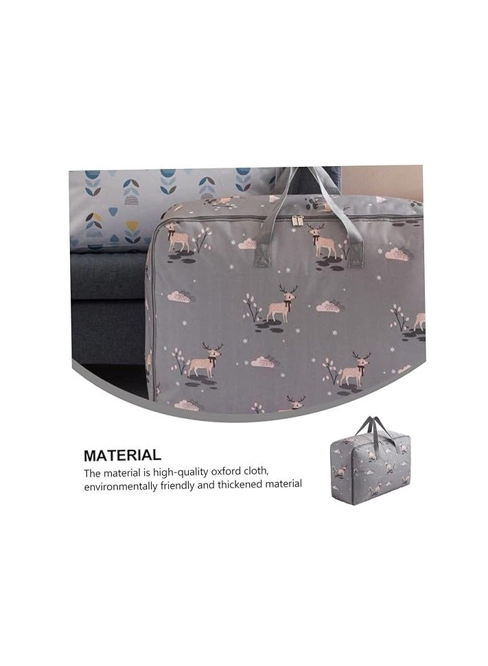 Extra Large Portable Waterproof Storage Bag with Zippers, Heavy Duty Thick Oxford Cloth Organizer Bag, Travel Storage Bag for Comforters, Blankets, 70x50x30 cm, Durable and Lightweight, Grey Color - Image 1