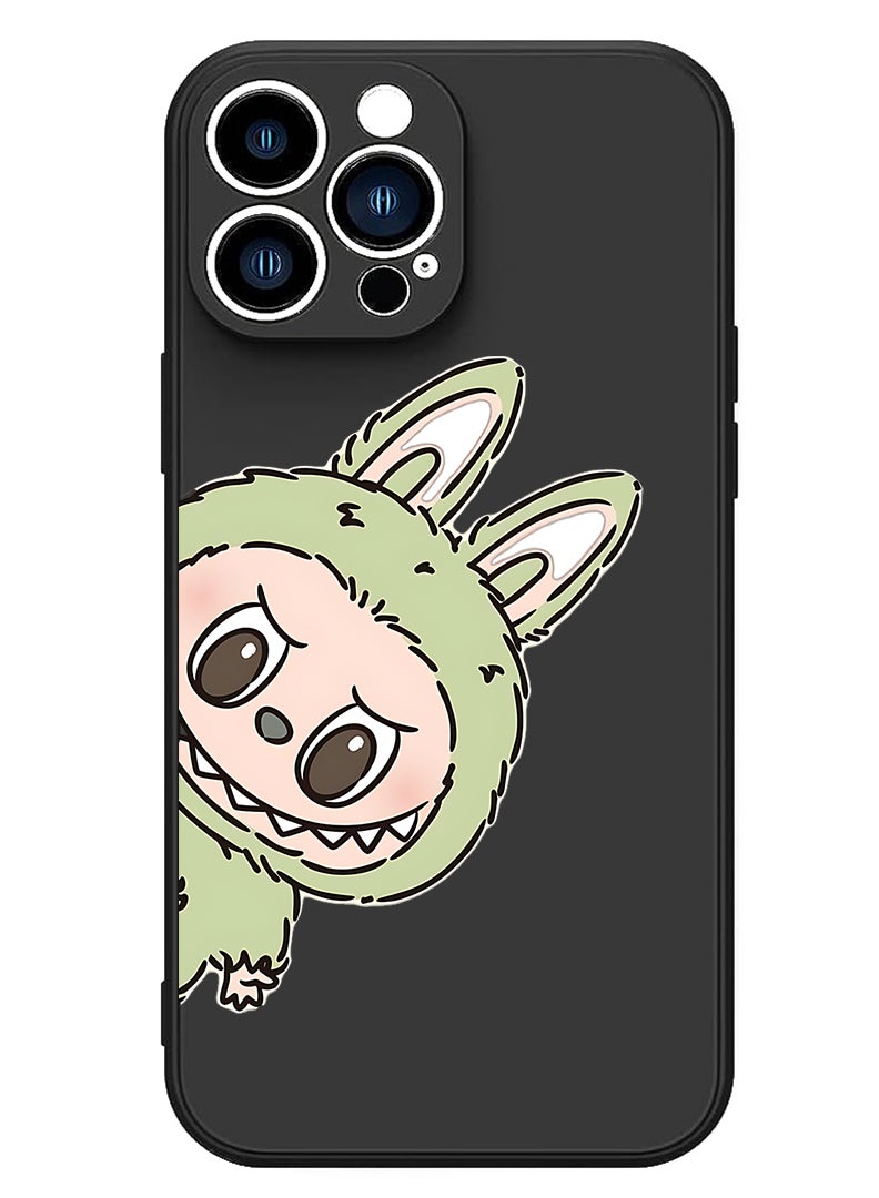 Theodor Protective Slim Fit Case Liquid Silicone Cover with Full Body Protection Anti-Scratch Shockproof Case For Apple iPhone 14 Pro Max (Black) Labubu (4) - Image 1
