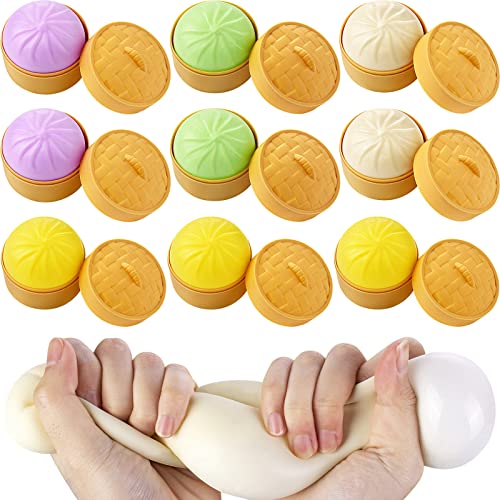 FFNIU 8 Pcs Colorful Dumpling Stress Balls Fidget Sensory Toy Stress Relief Squeezing Dough Bun for Halloween Project Tricking People Kid Playing - Image 1