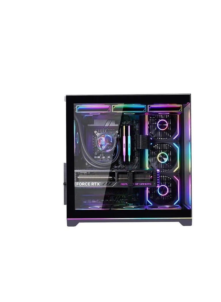 WJCOOLMAN صندوق WJ COOLMAN ROBIN 2 PLUS الأسود – هيكل ATX كامل من الزجاج المقسى مع 7 مروحات RGB مثبتة مسبقًا - Image 3
