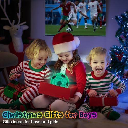 Linkax Soccer Gifts Stocking Stuffers for Kids Teens Boys Girls, Soccer Ball 3D Illusion Lamp Night Light Room Decor 16 Colors Change, Birthday Christmas Gifts for Kids 6 7 8 9 10 11 12 Year Old Boy - Image 2