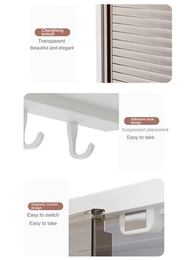 Beauenty Wall Cabinets Wall Mounted Floating Shelves Punch-free Bathroom Storage Cabinet Entrance Living Room Small Wall Cabinet With Hook,Double Door Bathroom Storage Shelf Over Toilet, Wall Mounted Makeup  - Image 4
