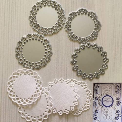 VVS Metal Die Cuts Set Include 4 Different Patterns Round Lace Flower Border Cutting Dies Cut Stencils for Scrapbooking Photo Album Decorative Embossing Paper Dies for Card Making Template (Silver) - Image 3
