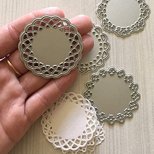 VVS Metal Die Cuts Set Include 4 Different Patterns Round Lace Flower Border Cutting Dies Cut Stencils for Scrapbooking Photo Album Decorative Embossing Paper Dies for Card Making Template (Silver) - Image 2