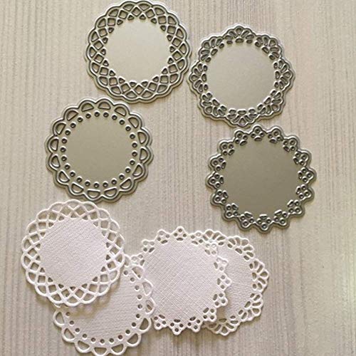 VVS Metal Die Cuts Set Include 4 Different Patterns Round Lace Flower Border Cutting Dies Cut Stencils for Scrapbooking Photo Album Decorative Embossing Paper Dies for Card Making Template (Silver) - Image 1
