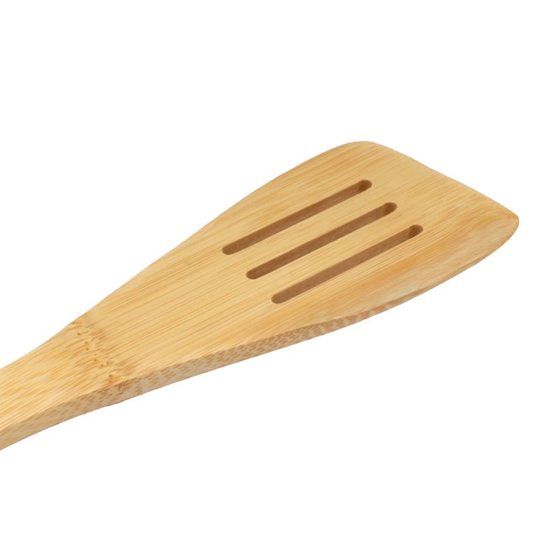 BambooMN Bamboo Serving/Cooking Utensils - B13 - Angled Slotted Spatula - 5 Pieces - Image 3