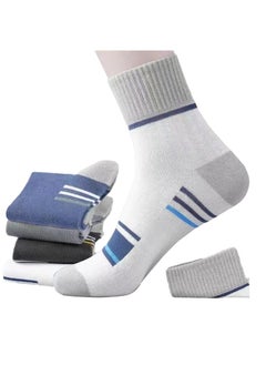 Premium Men's Socks Quarter Length Crew Socks Pack of 5 Cotton Rich Soft & Breathable Athletic Socks Contrast Heel & Toe Socks for Men Ideal for Casual Sports and Everyday Comfort