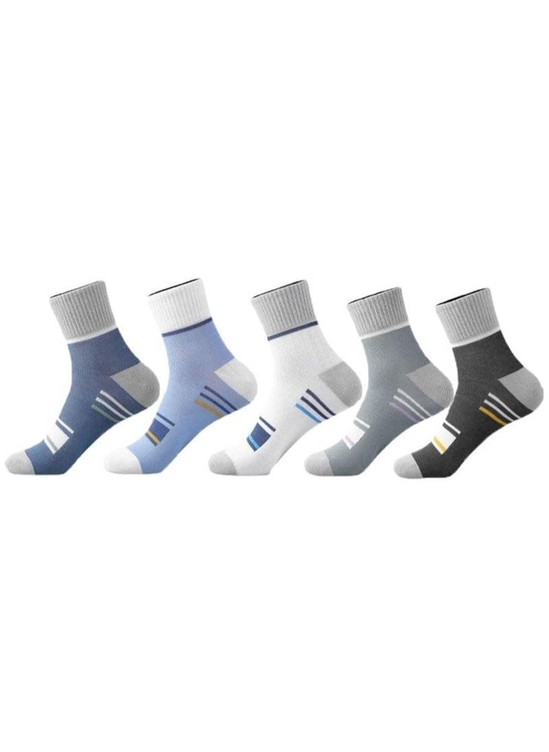 Selecta Now - Premium Men's Socks Quarter Length Crew Socks Pack of 5 Cotton Rich Soft & Breathable Athletic Socks Contrast Heel & Toe Socks for Men Ideal for Casual Sports and Everyday Comfort - Image 1