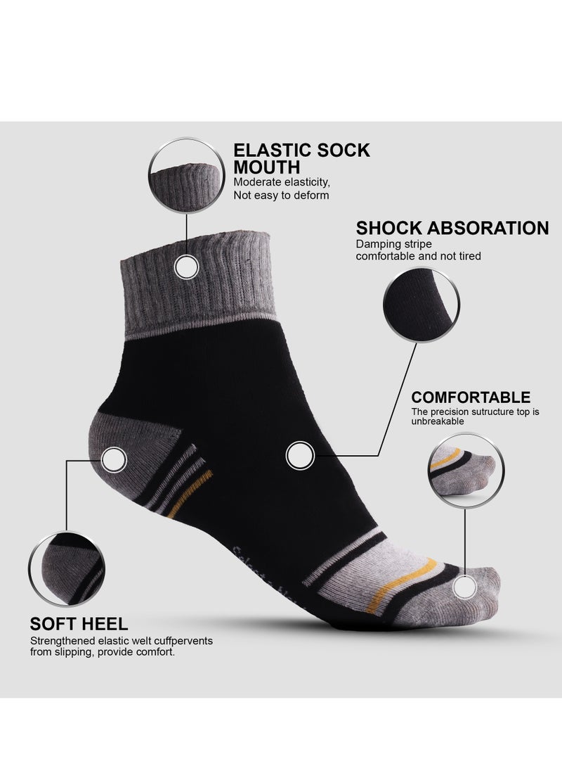 Selecta Now - Premium Men's Socks Quarter Length Crew Socks Pack of 5 Cotton Rich Soft & Breathable Athletic Socks Contrast Heel & Toe Socks for Men Ideal for Casual Sports and Everyday Comfort - Image 1