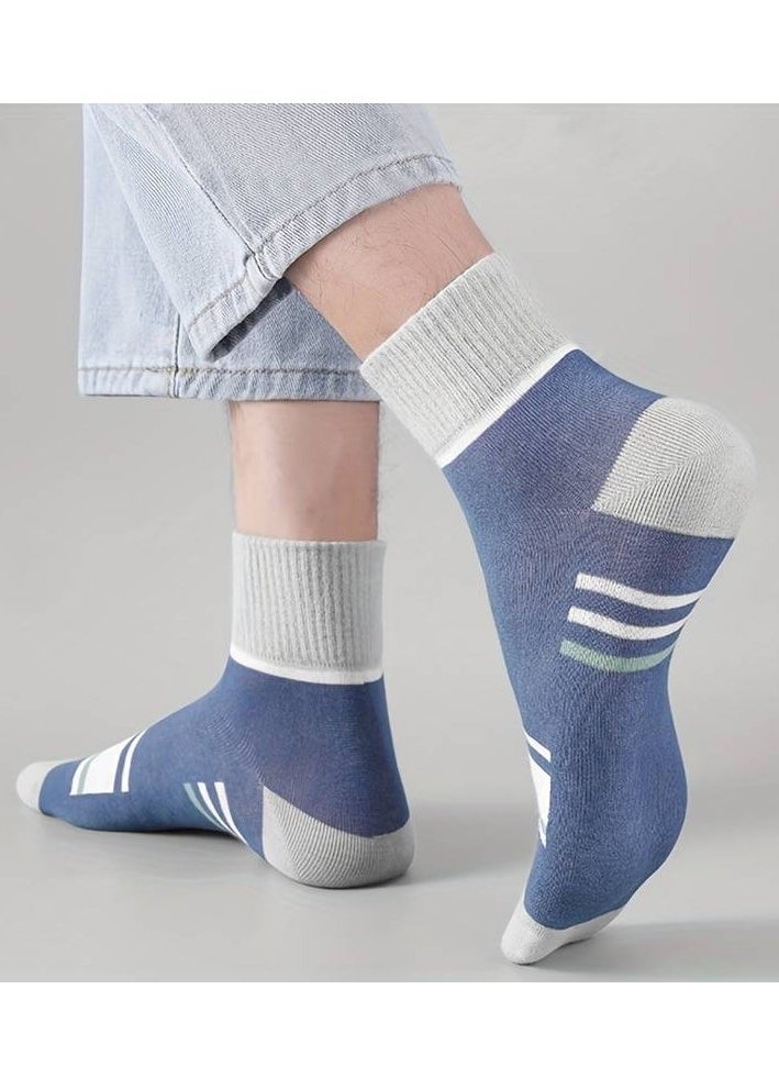 Selecta Now - Premium Men's Socks Quarter Length Crew Socks Pack of 5 Cotton Rich Soft & Breathable Athletic Socks Contrast Heel & Toe Socks for Men Ideal for Casual Sports and Everyday Comfort - Image 1