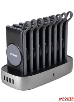 KPOWER 8 in 1 Wireless Power Bank Station 10000mAh with Built-in Cable, Power Delivery 20W QC Wireless and 1 Rapid Re-Charging Station with 4 USB Output Color: Black  - Image 2