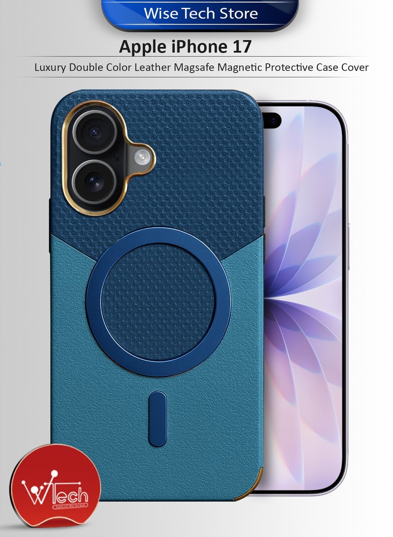Wtech Apple iPhone 17 5G 2025 Luxury Double Color Leather Magsafe Magnetic Protective Case Cover (MCMPMN) - Storm Blue - Image 1