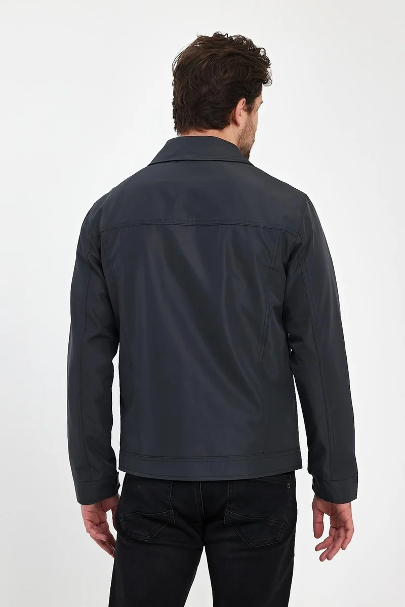 سيفيست Men's Grey Stand Collar Multi-Pocket Water and Wind Repellent Seasonal Coat & Jacket
