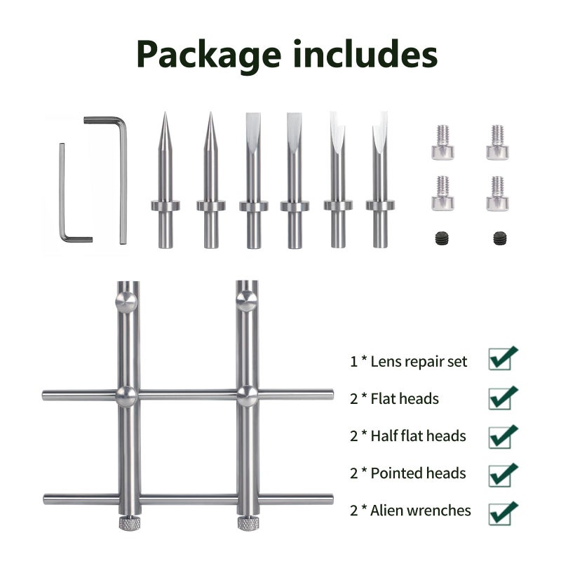 eTone Ultra Fine Photo Accessories Spanner Wrench Tool For SLR DSLR Large Format Camera Lens Repair Opening Retaining Ring Remover, Anti-Magnetic 3 Tips, 6 Screws and 2 Hexagon. - Image 2