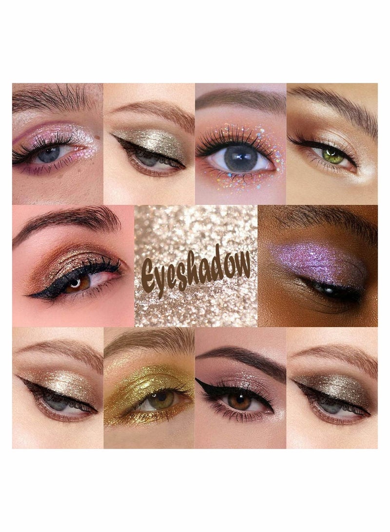 Excefore Waterproof Colorful Liquid Glitter Eyeshadow Kit, 10Pcs Longwearing Gold Liquid Glitter Eyeliner Set, Liquid Eye Glitter Sparkle Eye shadow Glitter sombra de para ojos Makeup Glitter for Eyes - Image 4