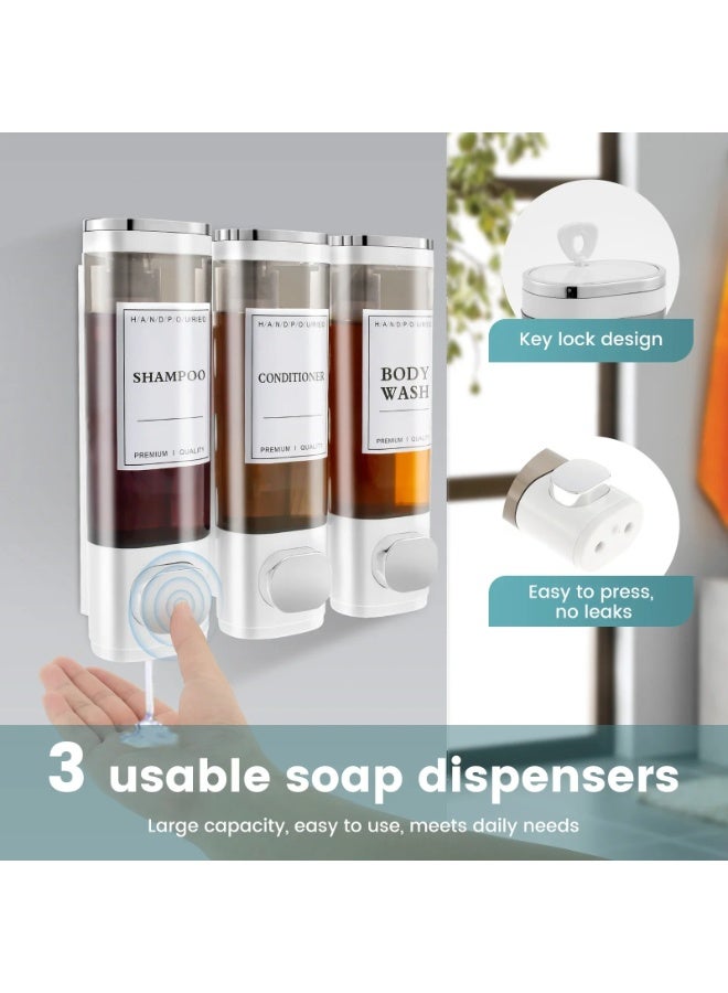 FDTY 3Pcs Shampoo and Conditioner Dispenser Wall Mounted Shower Soap Dispenser,3 * 300ml,No Drill Wall Mounted Shower Soap Dispenser,for Shower, Bathroom, Hotel 8.26 * 8.46 * 2.75in - Image 5