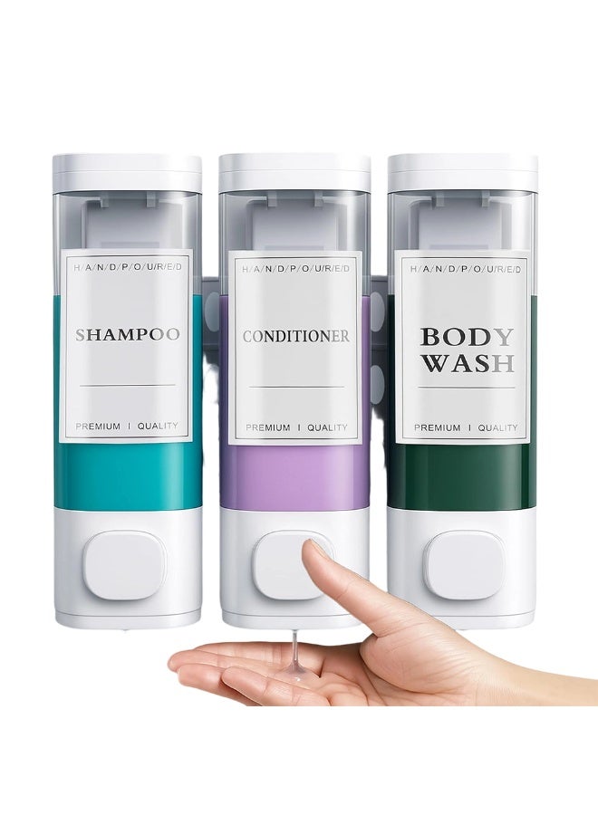 FDTY 3Pcs Shampoo and Conditioner Dispenser Wall Mounted Shower Soap Dispenser,3 * 300ml,No Drill Wall Mounted Shower Soap Dispenser,for Shower, Bathroom, Hotel 8.26 * 8.46 * 2.75in - Image 1