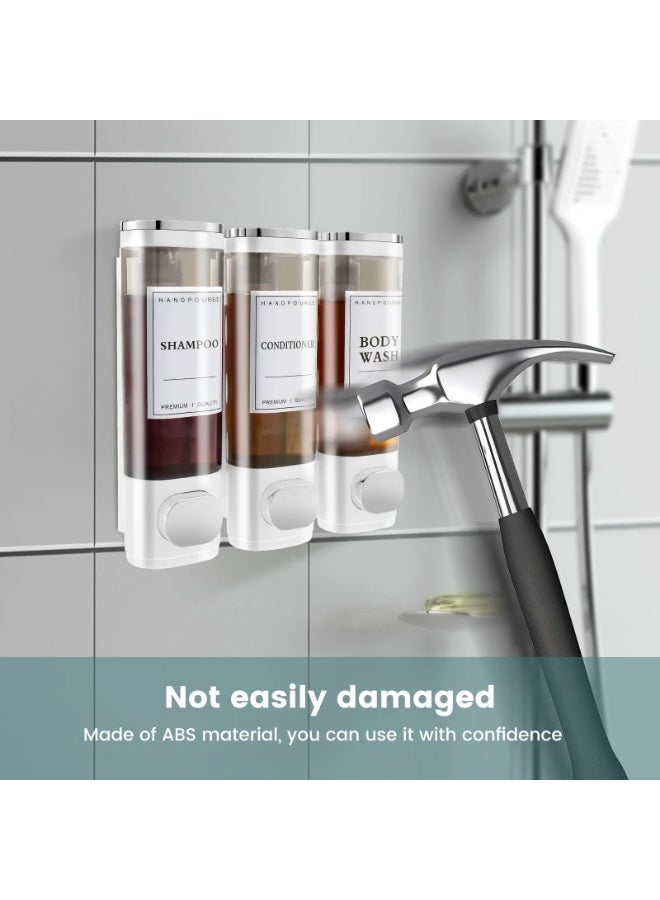 FDTY 3Pcs Shampoo and Conditioner Dispenser Wall Mounted Shower Soap Dispenser,3 * 300ml,No Drill Wall Mounted Shower Soap Dispenser,for Shower, Bathroom, Hotel 8.26 * 8.46 * 2.75in - Image 4