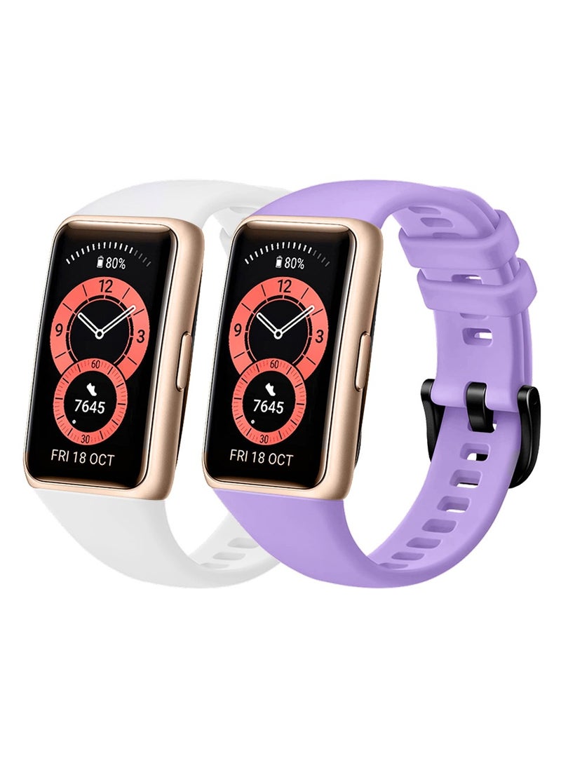 CATANES Huawei Band 6 /Honor 6 Bracelet Watch Band for Men Women Sport Watch Strap Lightweight Silicone Replacement Band Purple/White - Image 1