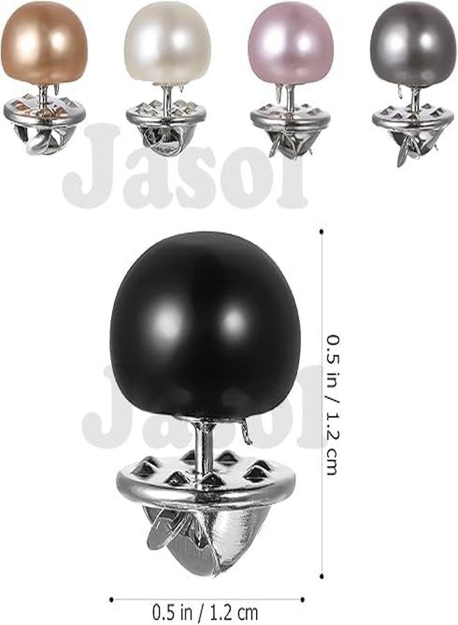 Jasol Women Shirt Brooch Pins: 10pcs Pearl Cover Up Button Pin Safety Brooch Buttons - No Sew Metal Tie Tacks Clips for Clothing Dress Supplies Decoration - Image 2