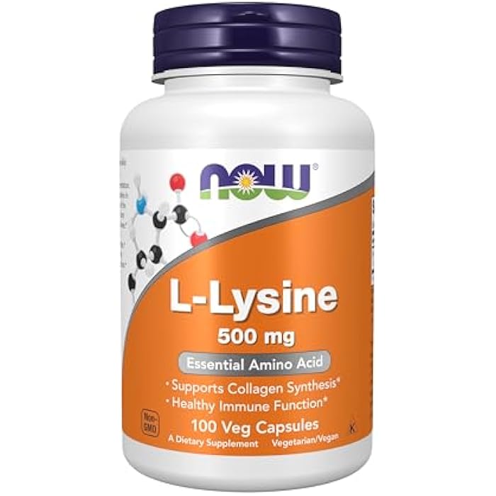 now Supplements, L-Lysine (L-Lysine Monohydrochloride) 500 mg, Amino Acid, 100 Veg Capsules - Image 1
