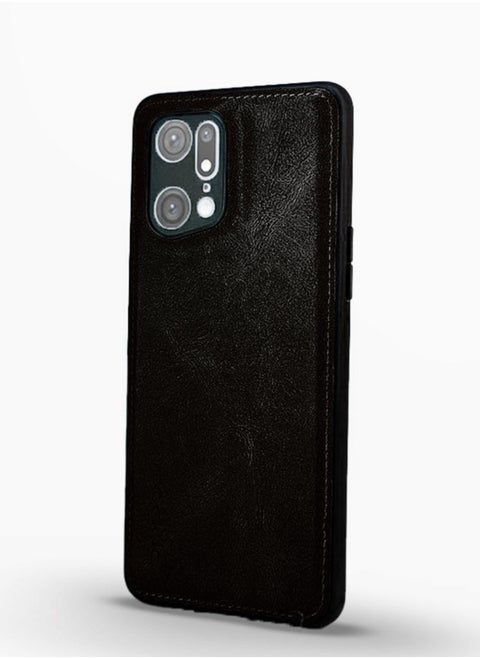 جراب خلفي من الجلد الصلب الفاخر لهاتف Oppo Find X5 Pro، جراب خلفي من مادة TPU الصلبة وحماية كاملة متوافقة مع هاتف Oppo Find X5 Pro (6.7 بوصة) (أسود)