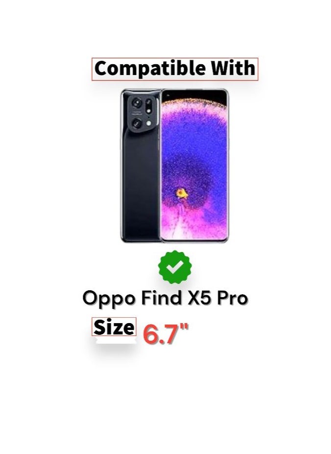 جراب خلفي من الجلد الصلب الفاخر لهاتف Oppo Find X5 Pro، جراب خلفي من مادة TPU الصلبة وحماية كاملة متوافقة مع هاتف Oppo Find X5 Pro (6.7 بوصة) (أسود)