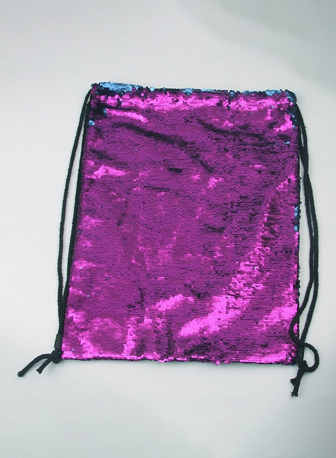 Fashion Squin Drawstring Backpack Purple/Blue/Black - Image 3